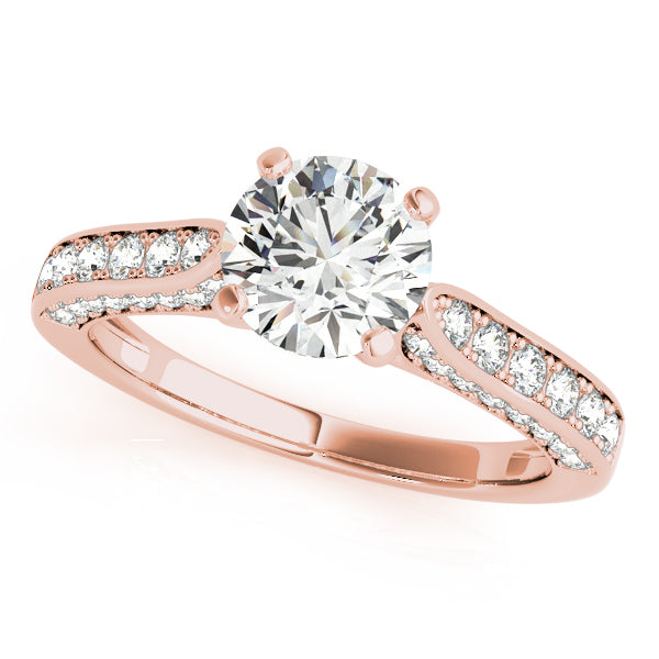 1.00CT 14K Round Brilliant Cut Diamond With Side Diamonds