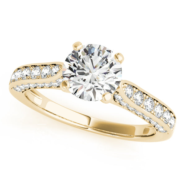 1.00CT 14K Round Brilliant Cut Diamond With Side Diamonds