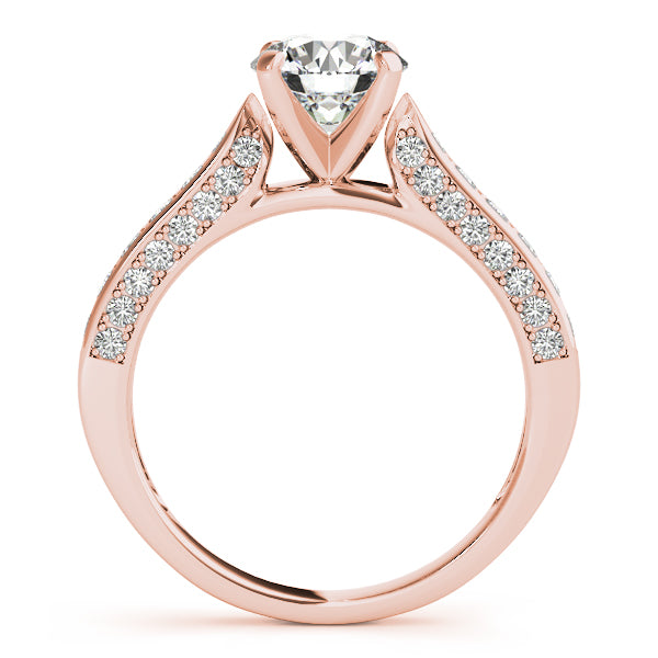 1.00CT 14K Round Brilliant Cut Diamond With Side Diamonds