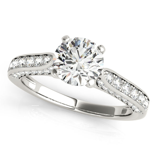 1.00CT 14K Round Brilliant Cut Diamond With Side Diamonds