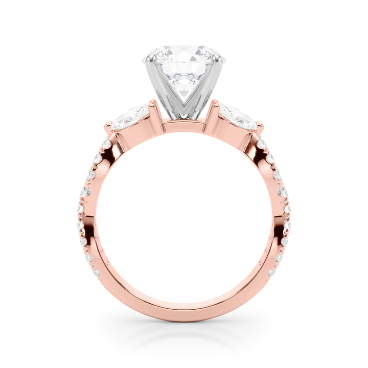 1.00CT 14K Round Brilliant Cut Diamond Ring Accented With Marquise and Round Cut Diamonds