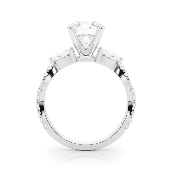 1.00CT 14K Round Brilliant Cut Diamond Ring Accented With Marquise and Round Cut Diamonds