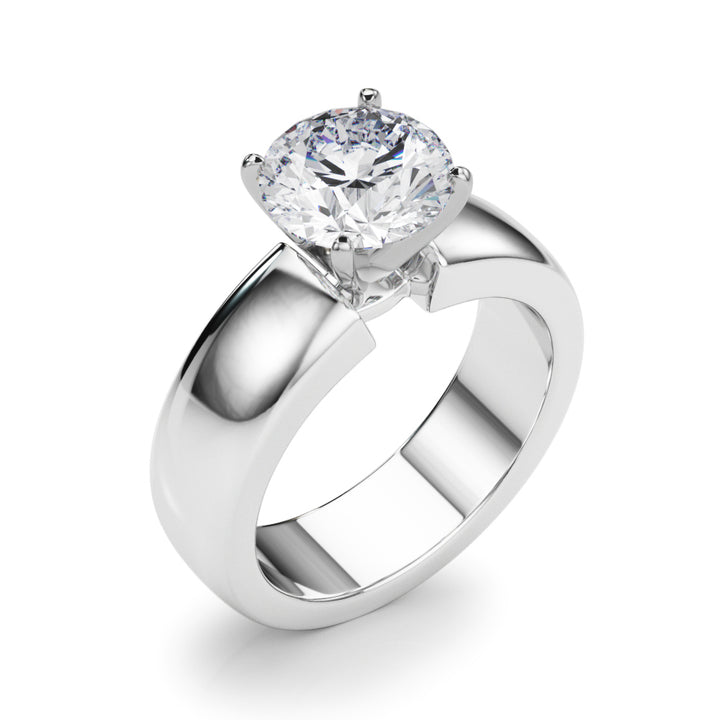 1.00CT 14K Round  Brilliant Solitaire Ring with a Wide Design Mount