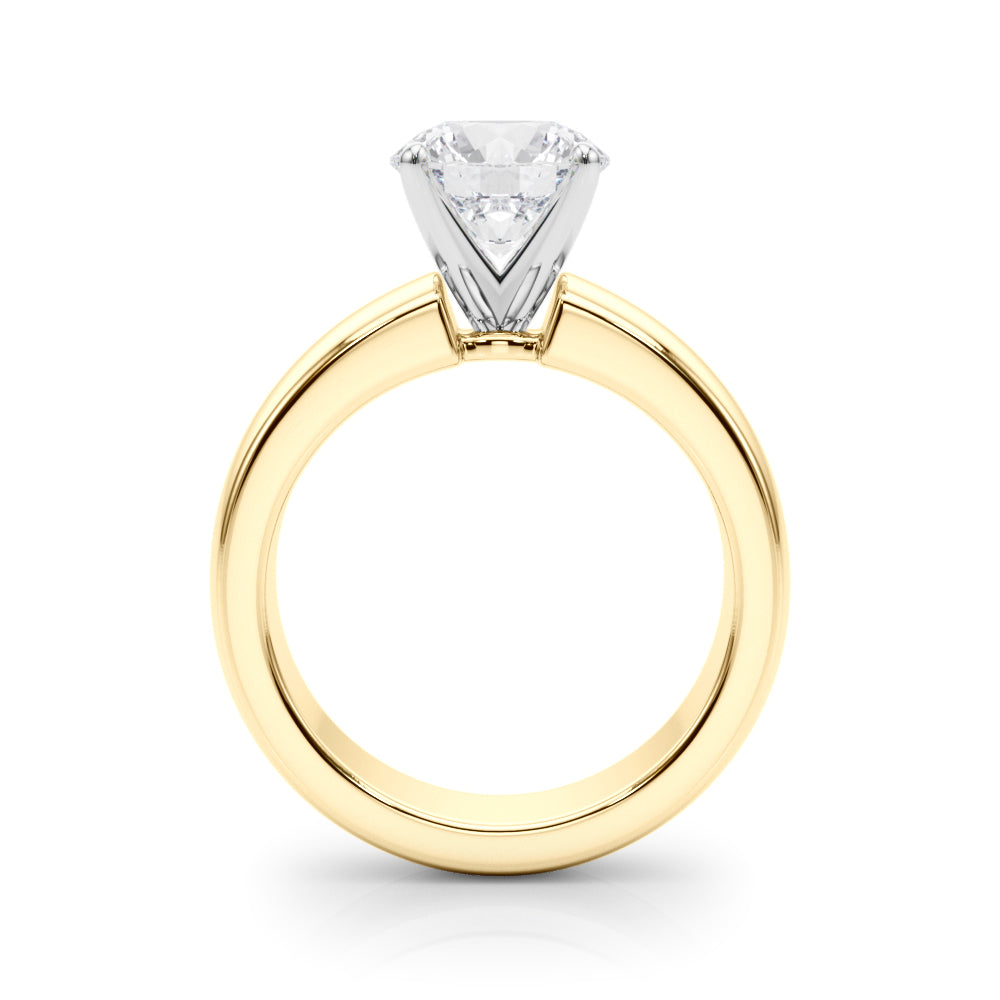 1.00CT 14K Round  Brilliant Solitaire Ring with a Wide Design Mount