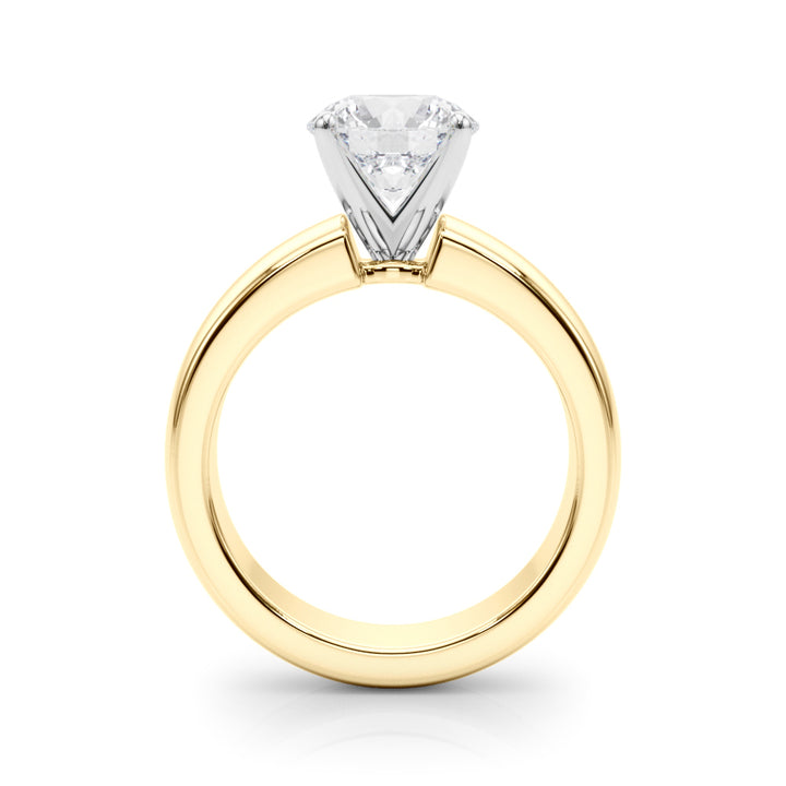 1.00CT 14K Round  Brilliant Solitaire Ring with a Wide Design Mount