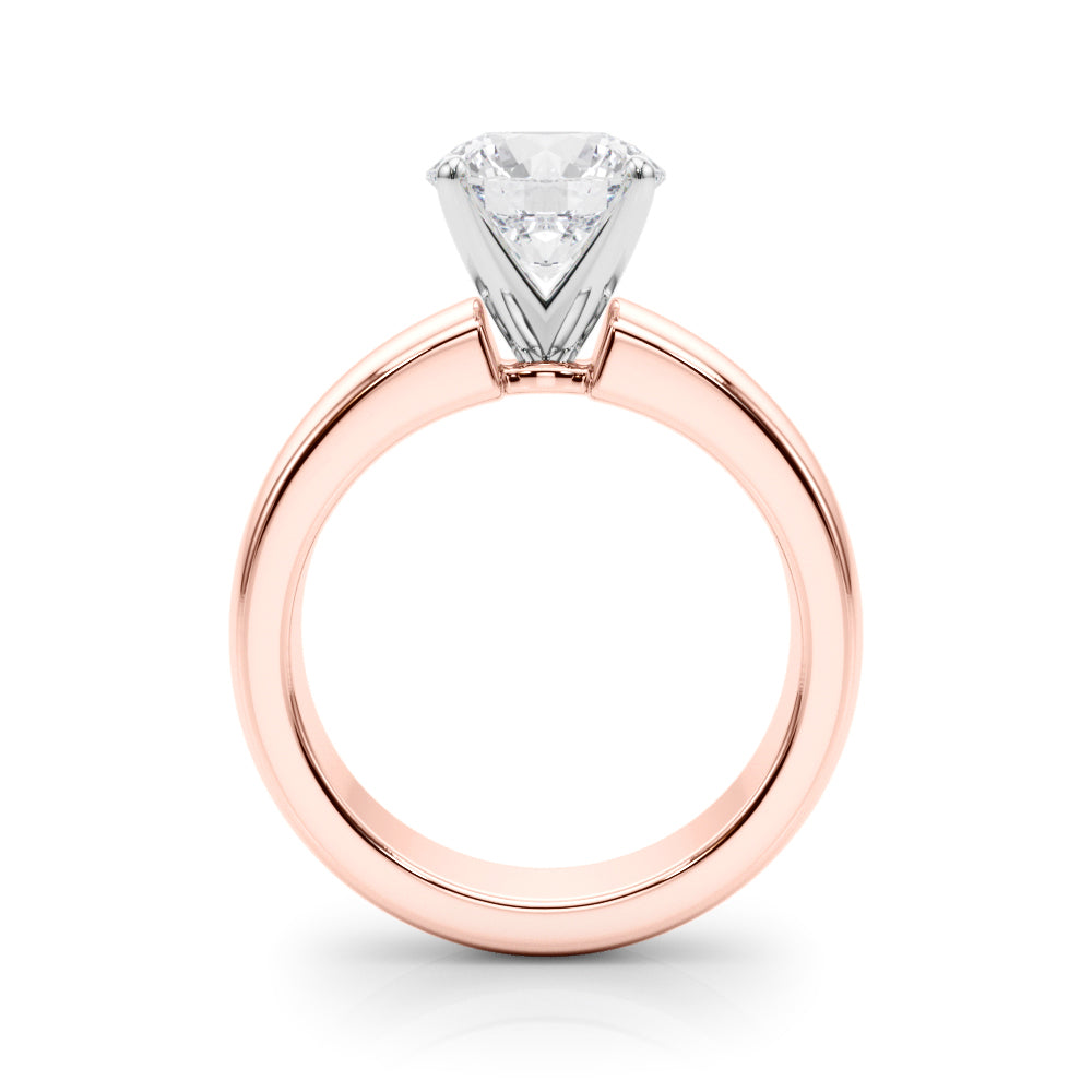 1.00CT 14K Round  Brilliant Solitaire Ring with a Wide Design Mount