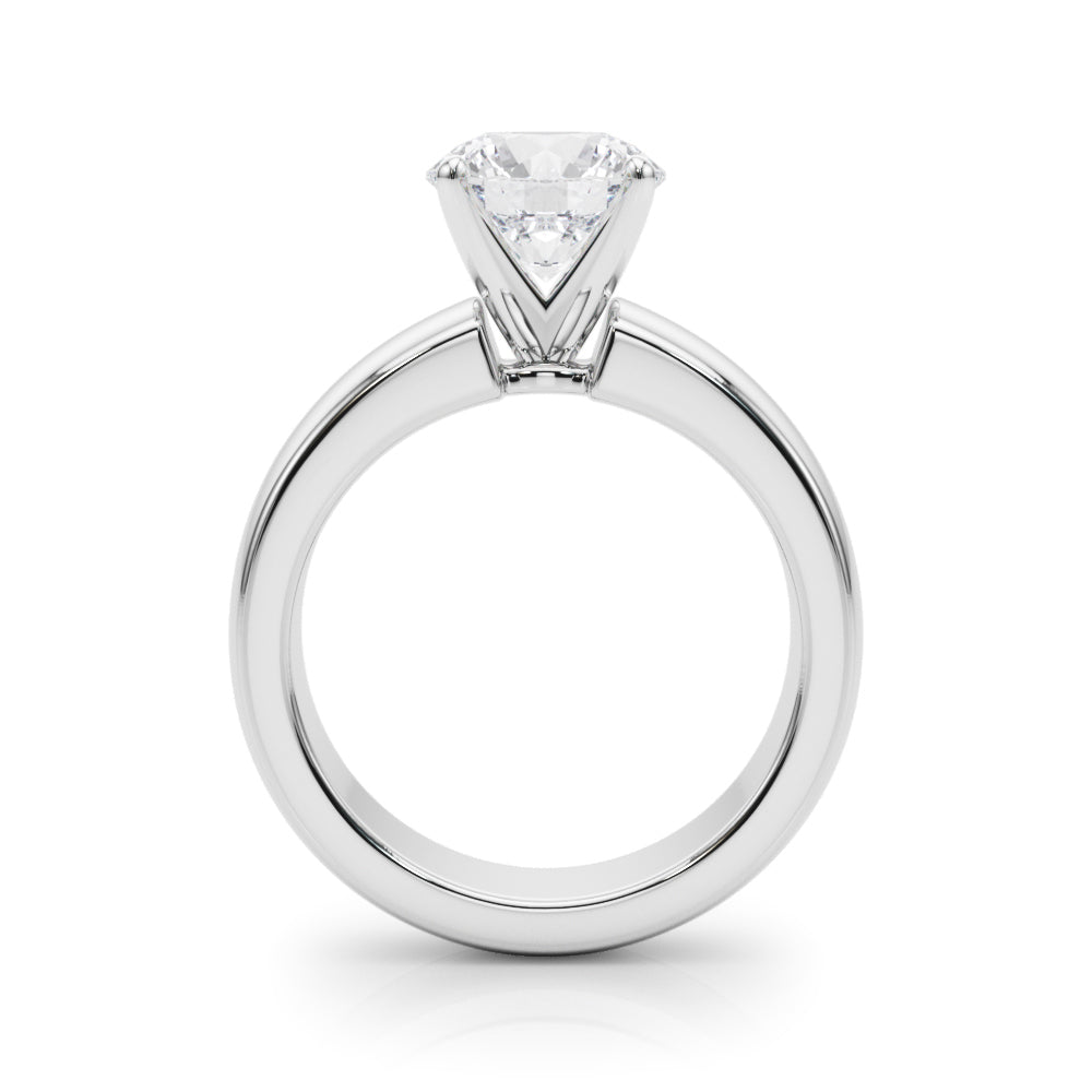 1.00CT 14K Round  Brilliant Solitaire Ring with a Wide Design Mount