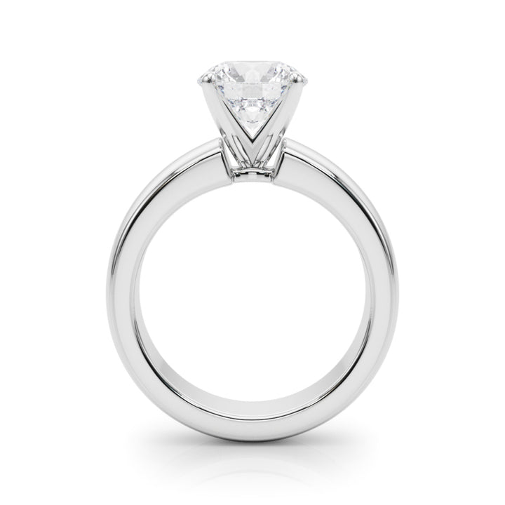 1.00CT 14K Round  Brilliant Solitaire Ring with a Wide Design Mount