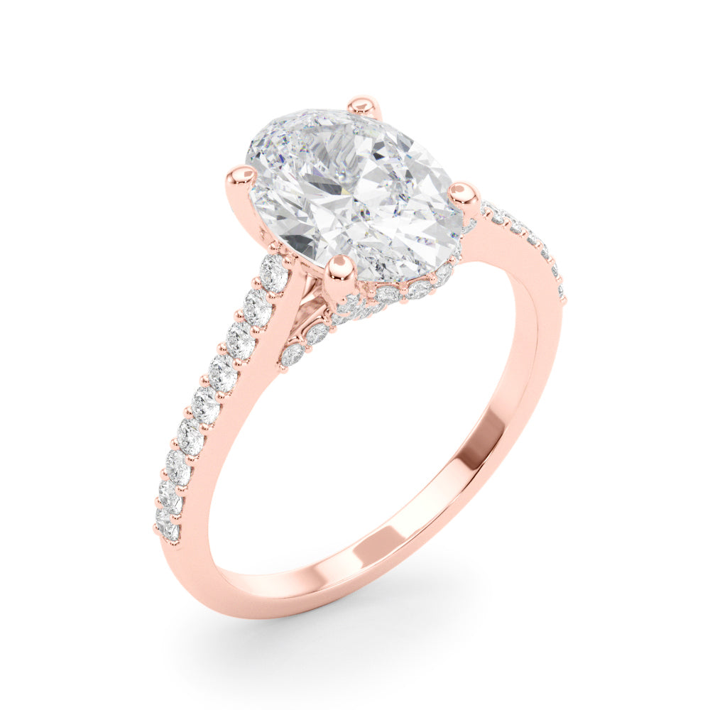 1.25CT Oval Cut Diamond Ring Accented With Round Brilliant Cut Diamonds