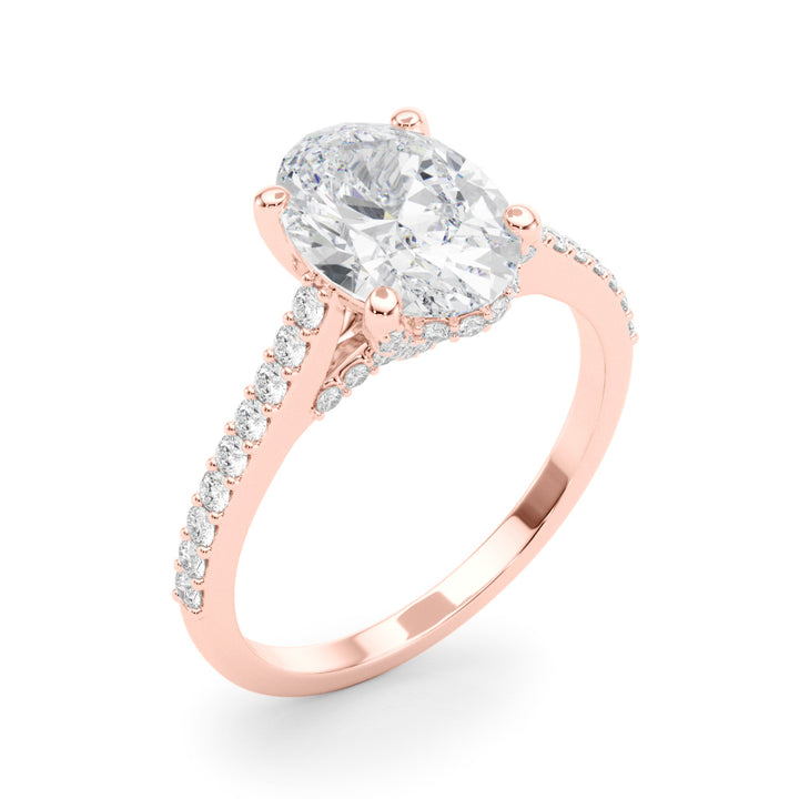 1.25CT Oval Cut Diamond Ring Accented With Round Brilliant Cut Diamonds