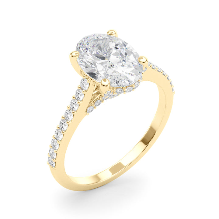 1.25CT Oval Cut Diamond Ring Accented With Round Brilliant Cut Diamonds