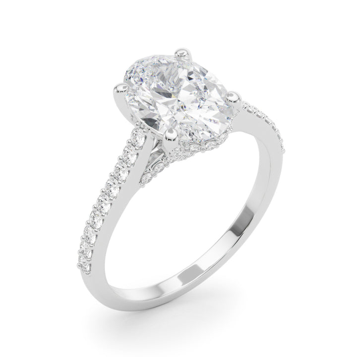 1.25CT Oval Cut Diamond Ring Accented With Round Brilliant Cut Diamonds